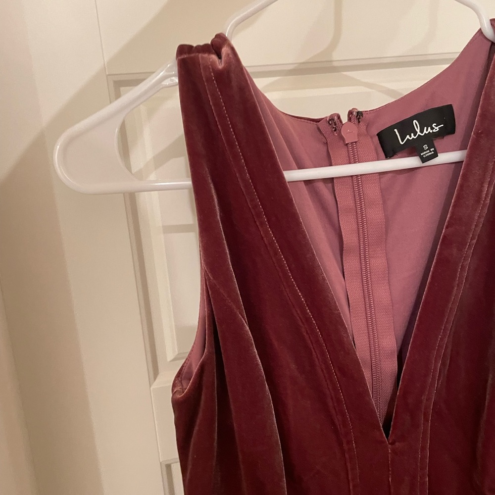 Lulus Plum velvet floor length dress